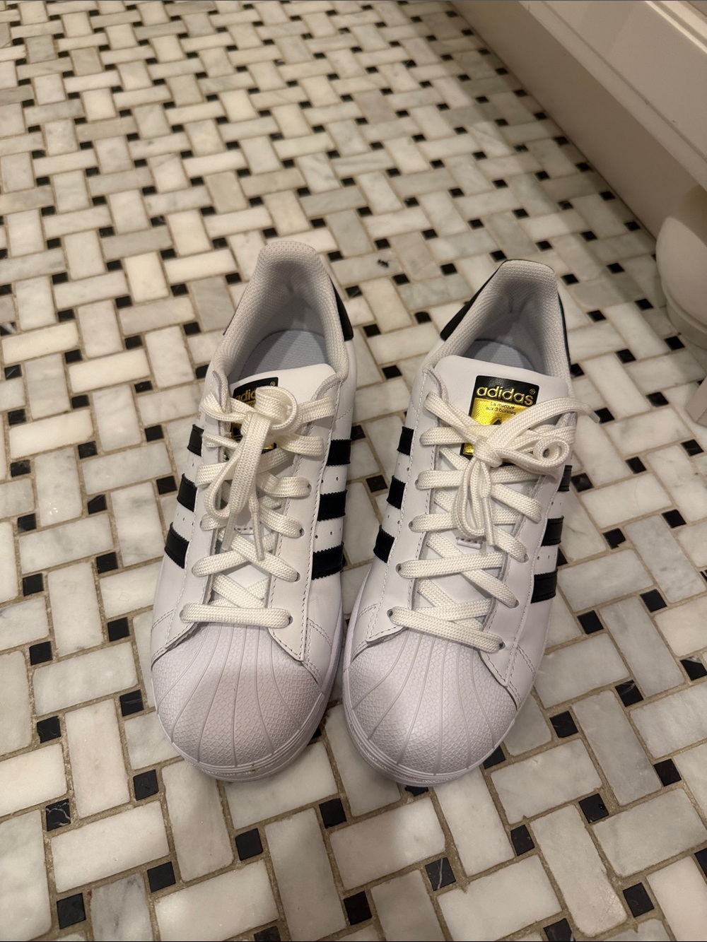 adidas White & Black Classic Shell-Toe Sneakers